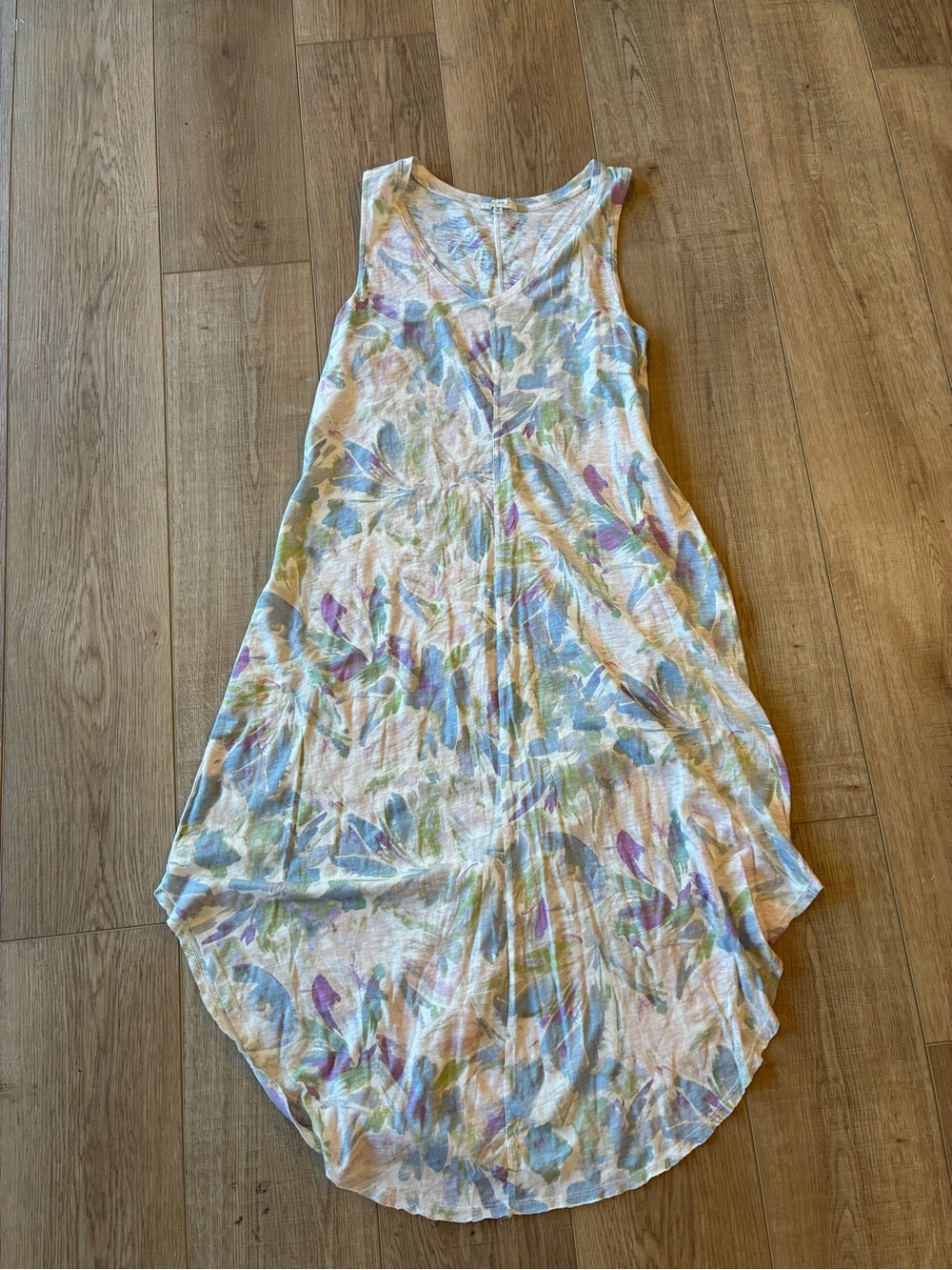 Z Supply Sleeveless Watercolor floral Print Maxi Dress handkerchief hem cotton M